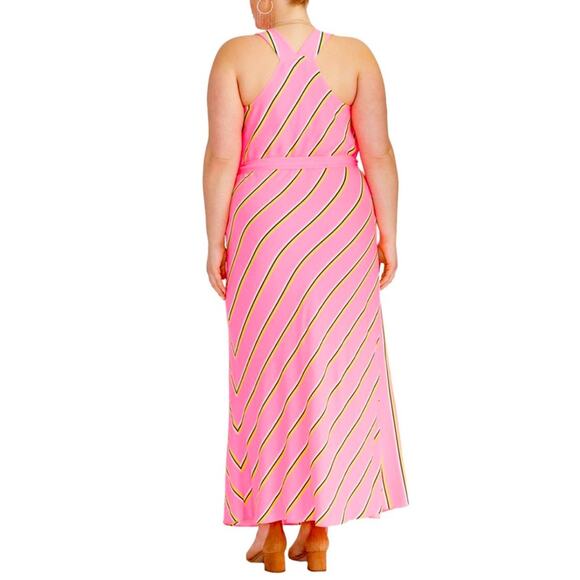 RACHEL Rachel Roy April Pink Striped Maxi Dress XL NWT Summer Resort - Picture 2 of 15